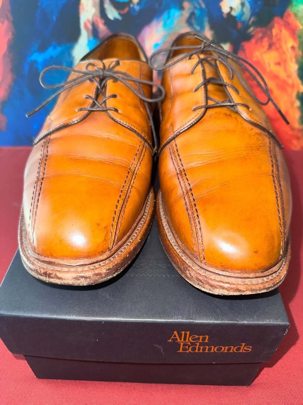 No.46 Allen Edmonds Hillcrest Size 10.5 D Tan Leather Oxford Shoes